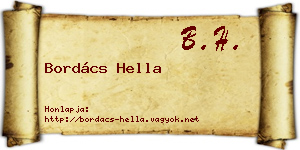 Bordács Hella névjegykártya